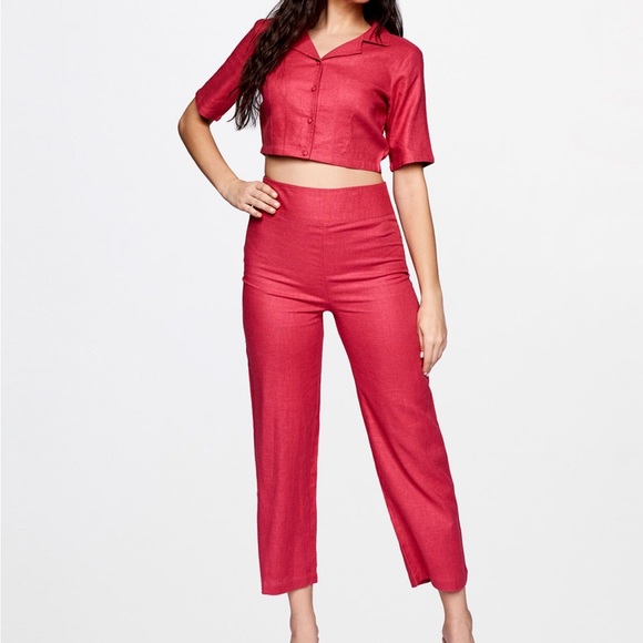 AND india Solid cropped set wine colour size 8 no signs of wearing just like new - Picture 5 of 6